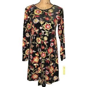 Uncle Frank Size XS Embroidered Velvet Shift Mini Dress-NWT-Made in USA